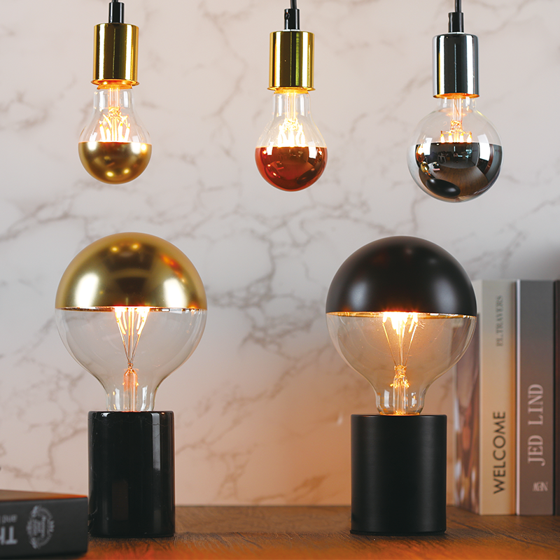 G80 Dimmable LED Edison Bulb Vintage Lamp Translucent Half Silver Gold Rose Gold Black Antique Lamp