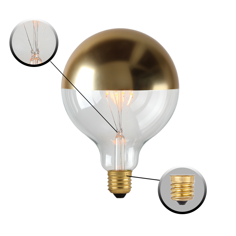 G80 Dimmable LED Edison Bulb Vintage Lamp Translucent Half Silver Gold Rose Gold Black Antique Lamp